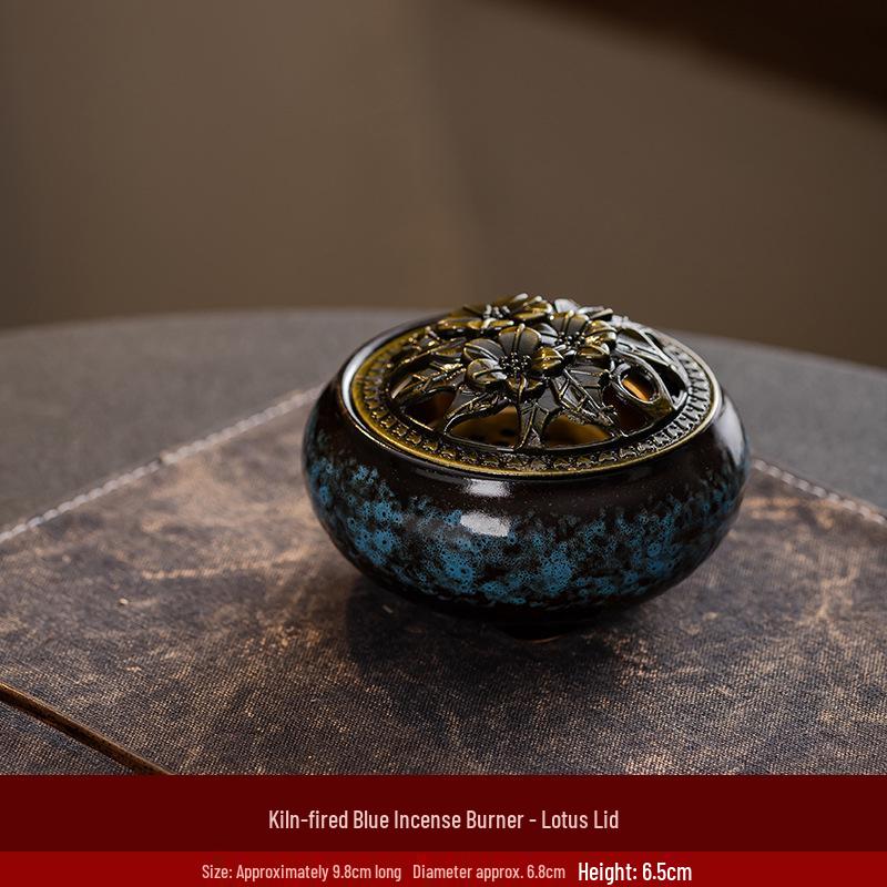 Portable Ceramic Sandalwood Incense Burner: Golden Bowl Ornament & Incense Plate