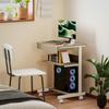 Rolling Desk with Drawer and Shelves, 4 Wheels, Compact, Chipboard, Metal