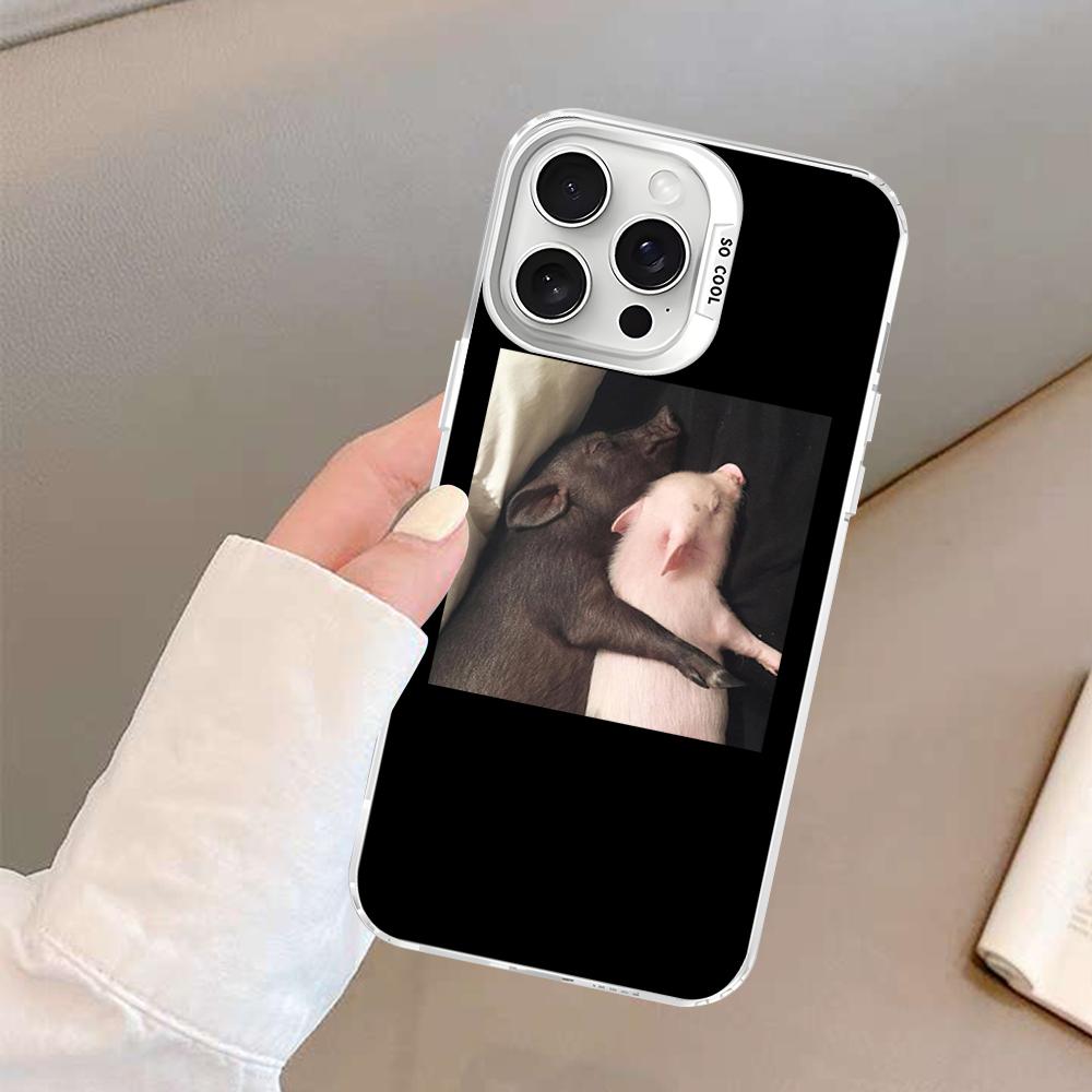 Funny Cartoon Pig Phone Case For IPhone 16 15 14 13 12 11 Pro Max X XR XSMAX 8 7 Plus Matte Shockproof Back Cover