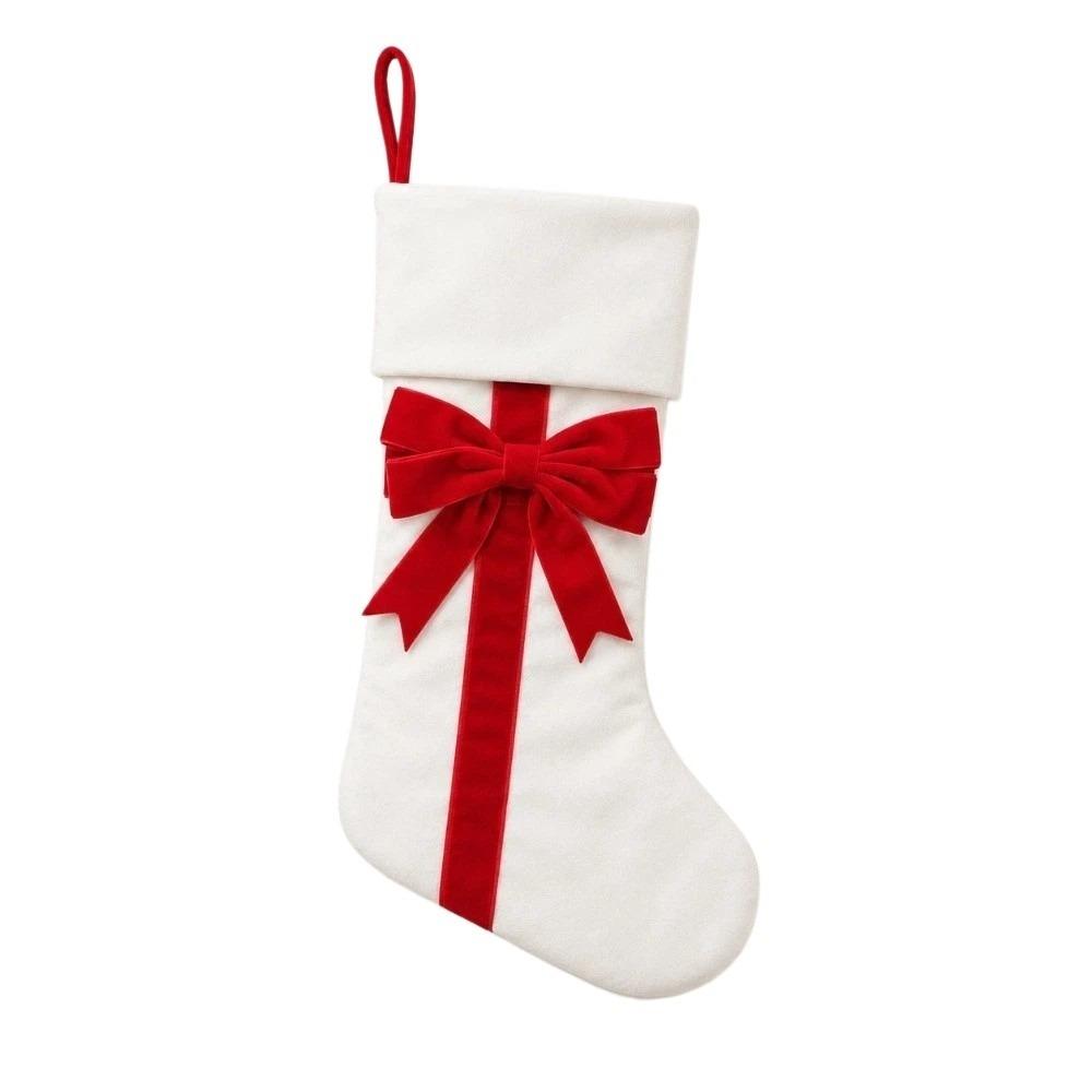 Retro Christmas Gift Bag Lagre Size Xmas Tree Hanging Socks Bow Christmas Stocking Mall