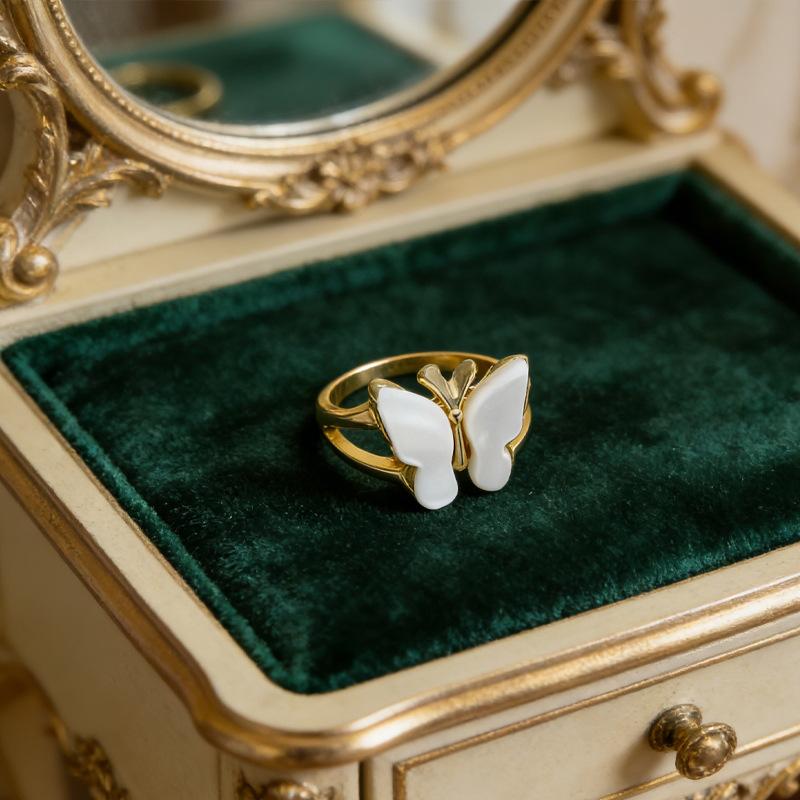 Wind acrylic sheet niche ring butterfly closed ring jewelry