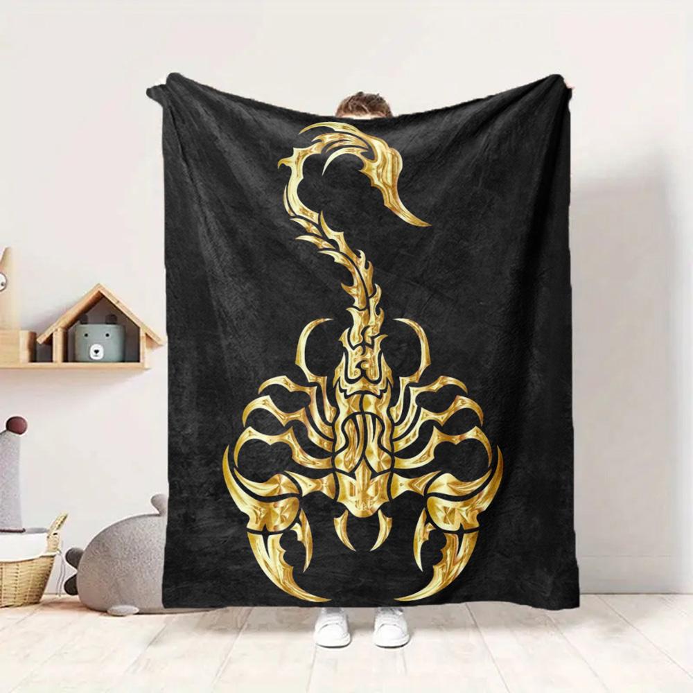 Golden Scorpion Flannel Blanket Throw Blanket Soft Warm Sofa Bed Camping Car home Decor Unique Christmas Gift C9301749