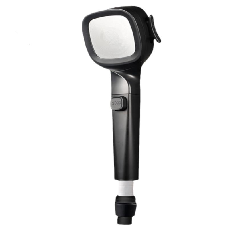 4-mode Handheld Pressurized Shower Head with Pause Switch, Built-in Power Wash