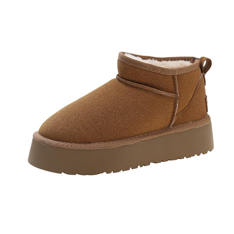 Thick-soled Short Boots Women's Winter Snow Boots Fur Integrated Fleece Thickened Versatile Cotton Shoes Low Tube Women's Boots Wholesale