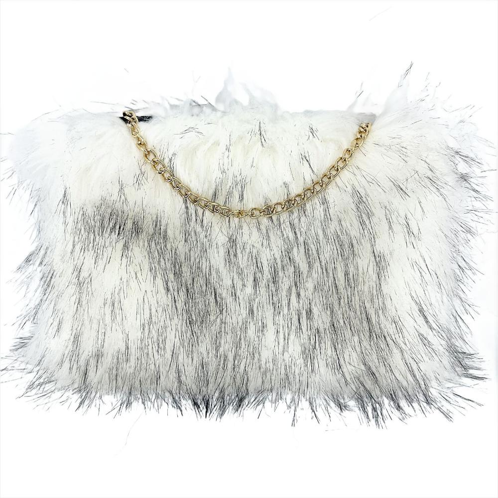 2025 Zima Nové Plyšové Spojkové Kabelky Imitace Mývalí Srsti Dámská Kabelka do Podpaží Evropský Americký Trendy Řetízek Dámské Ramenní Kabelky Dámská Měkká Nadýchaná Kabelka