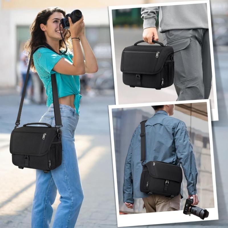 Polyester Crossbody Camera Case Anti Theft Design Padded Compartments Wide Compatibility Crossbody Bag