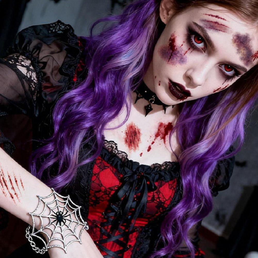 10 Sheets Waterproof Halloween Tattoo Sticker Scary Bloodiness Temporary Bruise Stickers Women Men