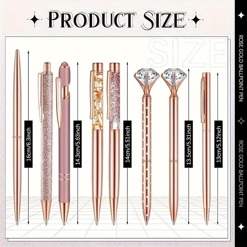 Rose Gold Kugelschreiber Set - Stilvolle Metallstifte mit Kristallakzenten - Perfekt für Studenten, Büro, Geschenke und Hochzeiten