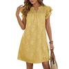 JPNTKY Women's Fashion Summer Spring Solid Color Print Short Sleeve V-Neck Casual Dresses