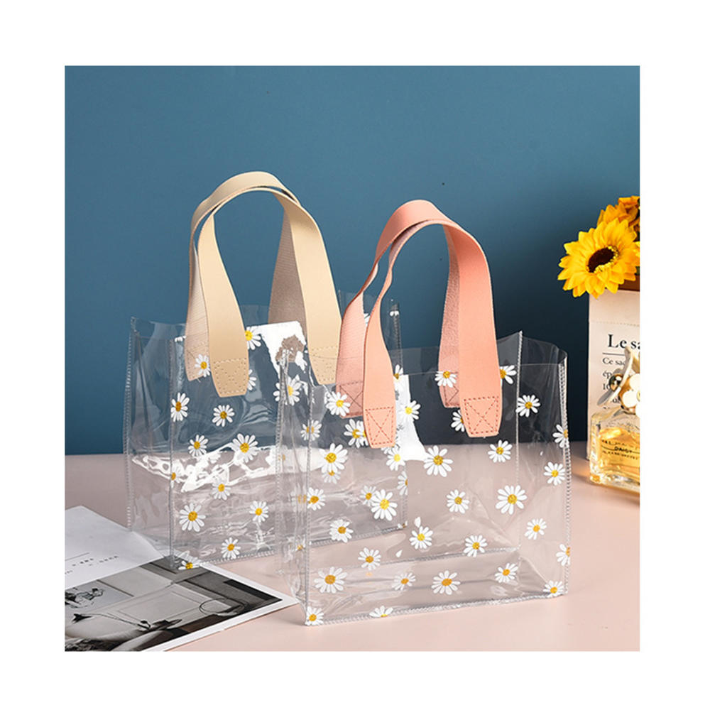 Transparent Pvc Gift Tote Packaging Bag Clear Daisy Plastic Handbag Candy Box Gift Bag Wedding Favor Party Supplies Cosmetic Bag