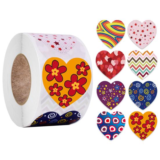 500Pcs/Roll Heart-shaped Labels Sticker Candy Gift Box Wedding Valentines Decals