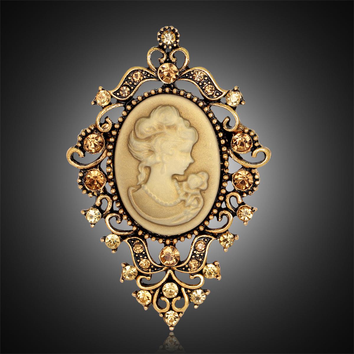 Винтажные готические хрустальные стразы броши в виде головы камеи для женщин королевская камея красавица брошь булавки одежда аксессуары подарок