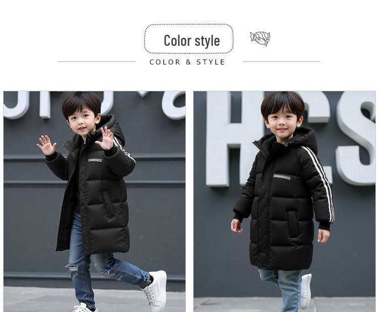 Mid-Length Children's Down Cotton Jacket - Warm, Thickened Outerwear for Boys and Girls