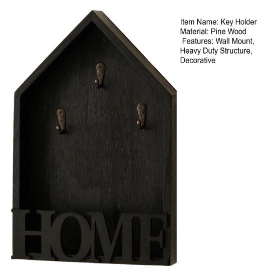 Wooden Home Key Holder with 3 Hooks Rustic House Wall Mount Key Organizer Multi-purpose Home Office Entryway Decorative Key Hanger Rack