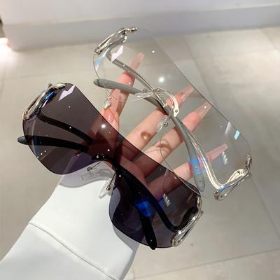 Gafas de Sol de Lujo para Mujer Estilo Vintage Degradado Y2K Gafas de Sol para Hombre Sin Montura Gafas Tipo Aviador Uv400 Gafas Unisex para Chicas Atrevidas