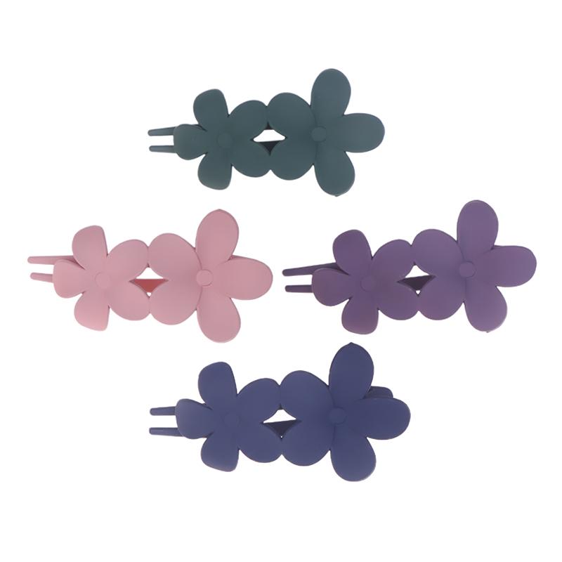 4Pcs Flower Hair Clips  Matte Black Floral Hairpins Hair Claw Clips Non-Slip Hair Clamps Grab Elegant Hair Accessories