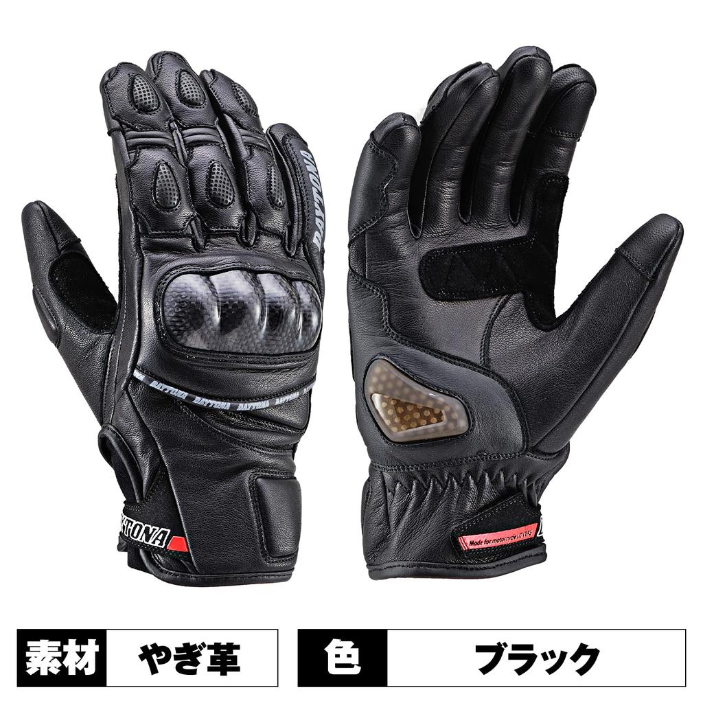 Daytona Motorcycle Genuine Leather Carbon Smartphone All Short L 99225 Gloves, Spring, Summer, Autumn, Winter, (Goat Leather), Protector, Compatible,
