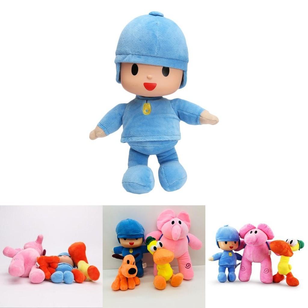 Affascinante Set di 4 Pocoyo Elly Pato Loula Morbidi Peluche Ripieni Giocattoli Bambole per Natale