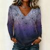 Womens Halloween Long Sleeve Pullover Top V Neck Casual Halloween Haunted House Print Sweatshirt Lightweight Pullover Shirt