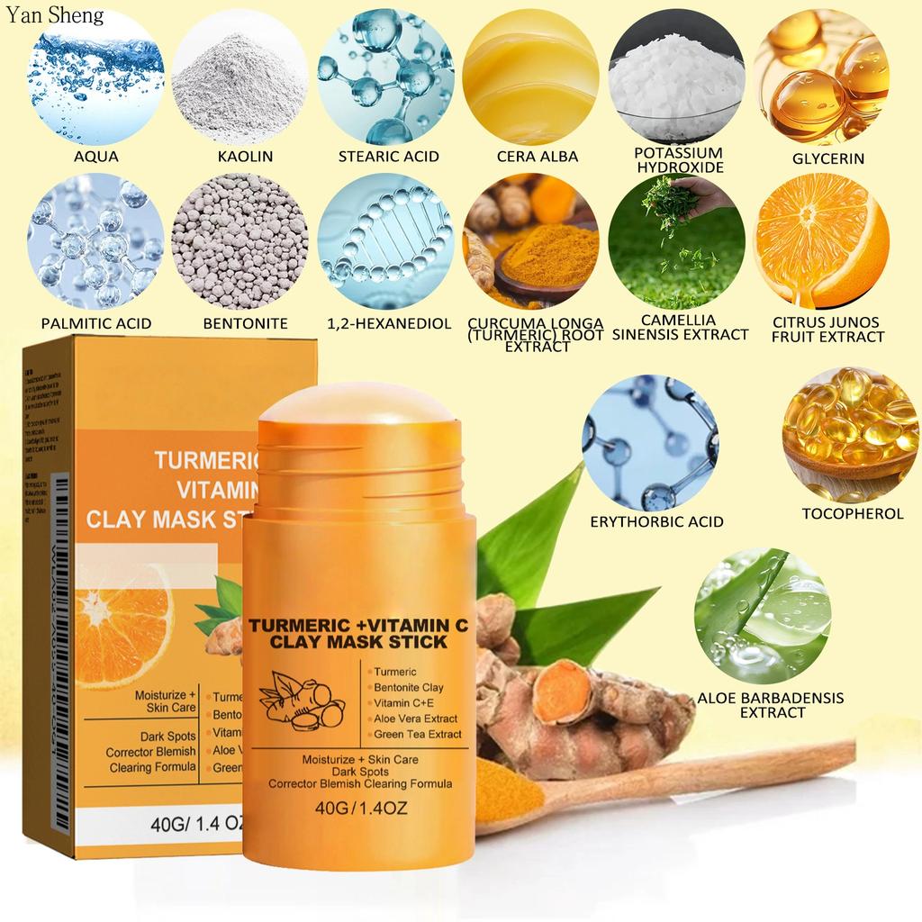 Turmeric Mud Skin Brightening Muction Stick Deep Cleansing Shrink Pores Brightening Skin Color Smear