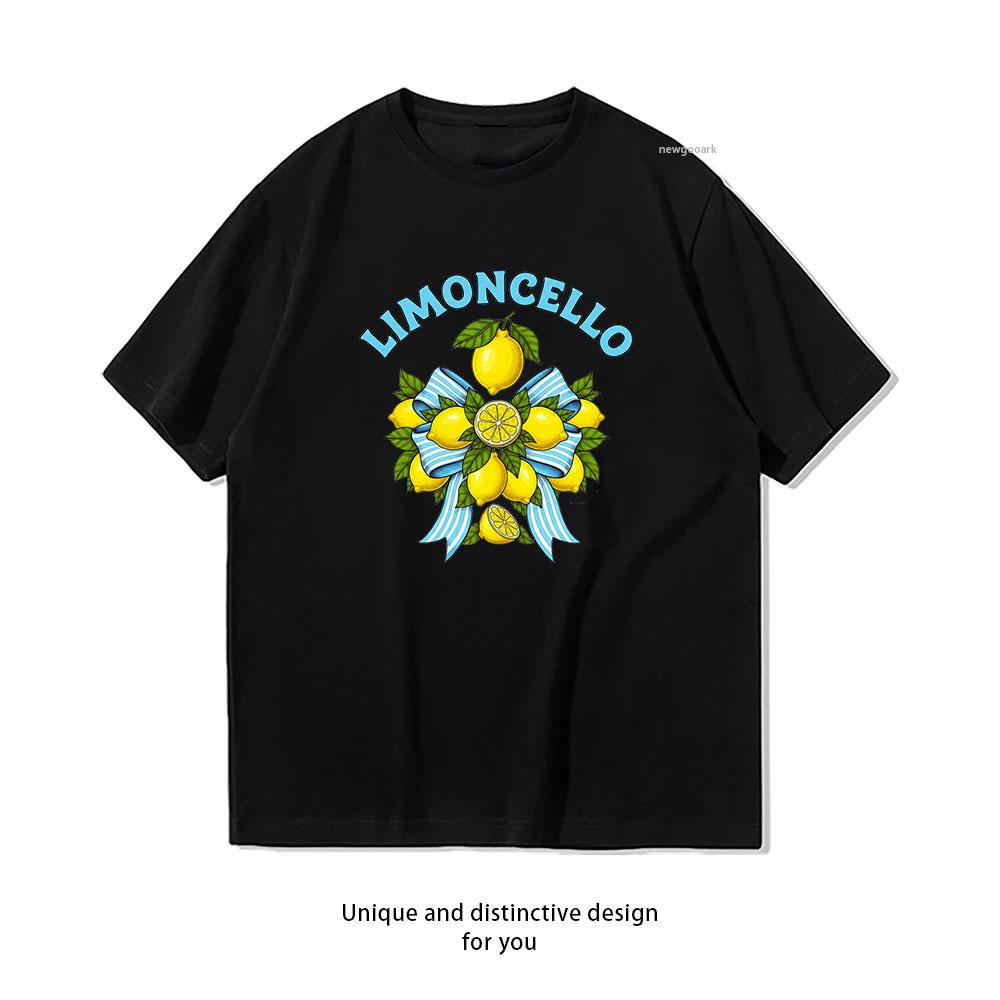 

Limoncello Bow Cheerful Lemon and Ribbon Art summer vibes Limoncello tshirt Women Unisex Casual cotton printed t shirts Adult S