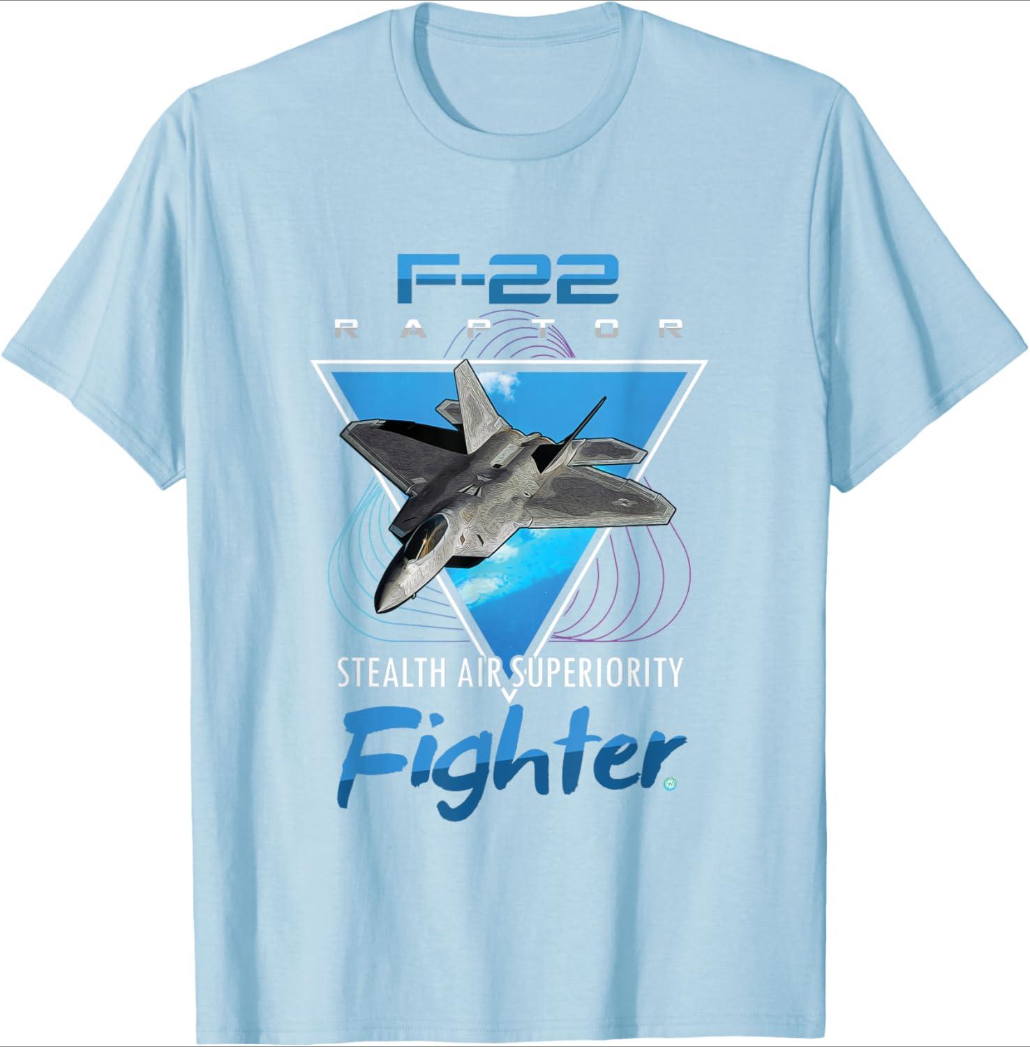 

F22 Raptor Stealth Fighter Jet pattern design100 cotton summer Oneck short sleeve casual printed mens Tshirt 4XL