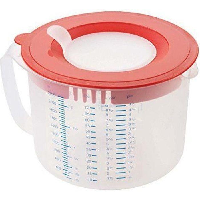 Verre Doseur 3 En 1 - LEIFHEIT - 3169 - 2,2 Litres - Bec Verseur - Tamis Réglable