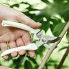 2Pcs Garden Shears - Straight & Bypass Pruning Scissors with White Handles, Non-Slip Grip & Durable Construction for Flowers, Plants, Bonsai, Fruits