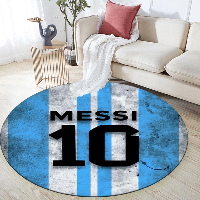 Tappeto Rotondo Stampato Lionel Messi, Tappeto Circolare Antiscivolo Lavabile per Soggiorno Camera da Letto Sala Giochi, Decorazione per Fan dello Sport, Regalo di Compleanno Festivo