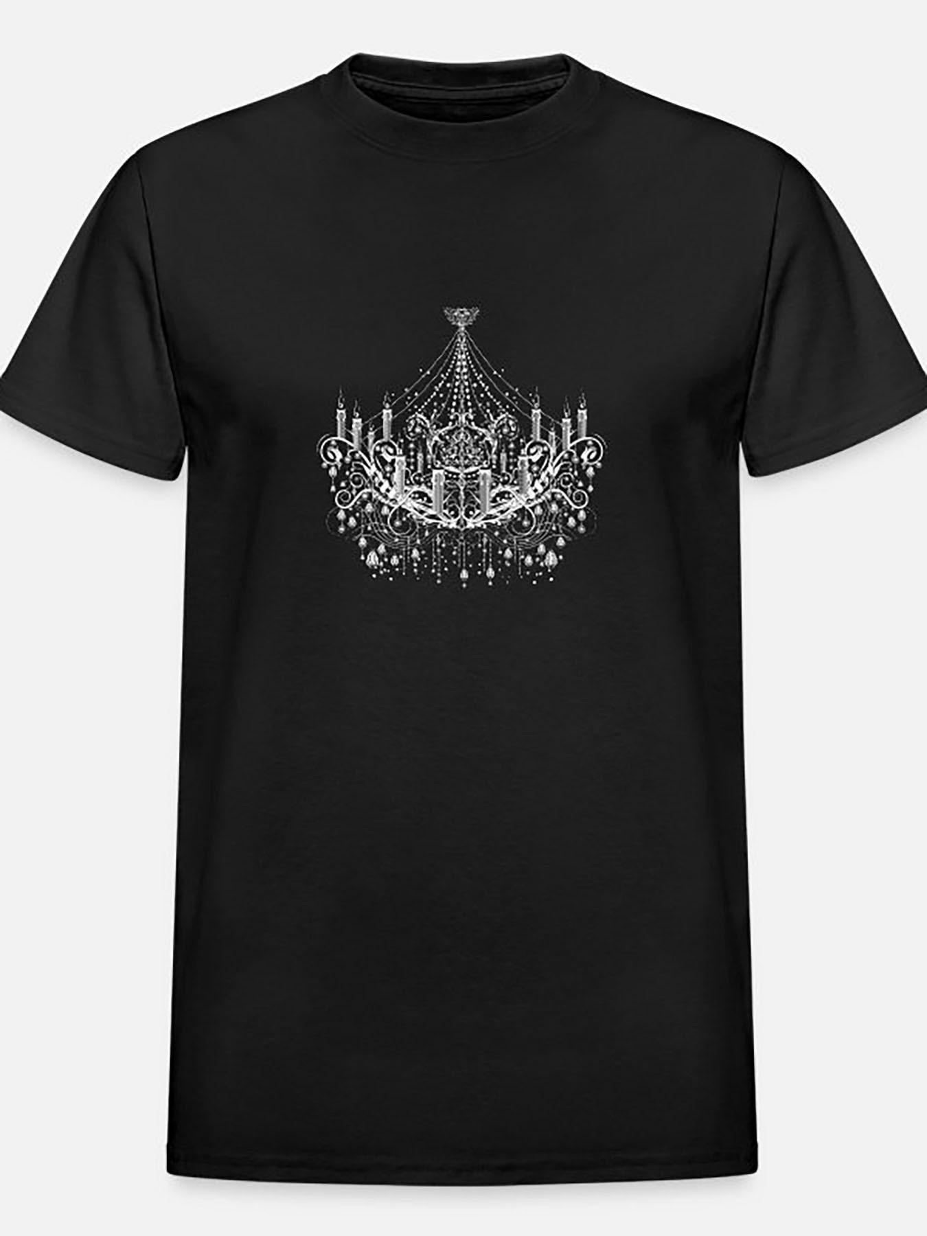 Top Pick Mens Elegant White Crystal Chandelier Print TShirt S