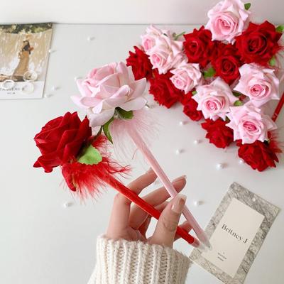 Kreativer Polyesterfaser-Gelstift Plastik Simulierte Rose Kugelschreiber Unterschriftenstift Geschenk