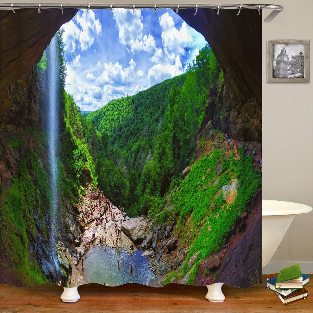 Shower Curtain natural forest scenery 3D Printing Shower Curtain Polyester Waterproof Fabric Bathroom Home Decor Curtain 180x180