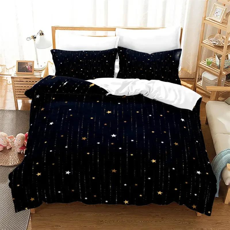 Galaxy Soft Duvet Cover Quen King-Sized Dimensionsd Dimensions Modern Universe Star Print Beding Set Abstract Geometric Comfortable Quilt Cover For