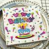 Birthday Napkins, 33cm 2-Ply with Blue Cake & Happy Birthday Text for Kids Baby Birthday Party Decor