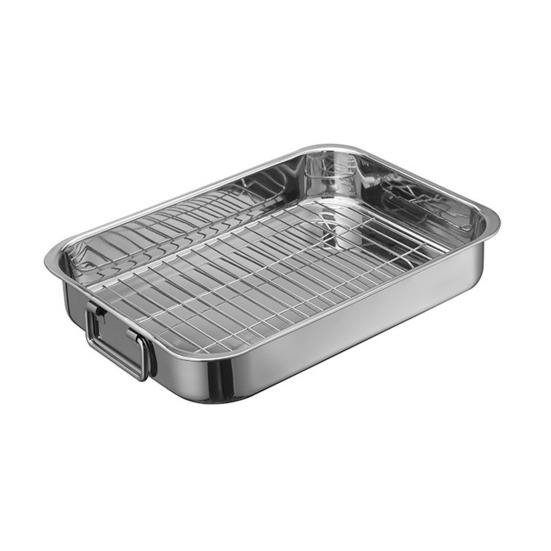 Stainless Steel Baking Tray Heavy Duty Turkey Roasting Pan Oven Flat Rack Induction Roast Tray for Chicken Vegetable Lasagna
