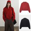 Korean Badblood BCAC Series Women's Red Polo Collar Sweater - Casual Loose Knitwear