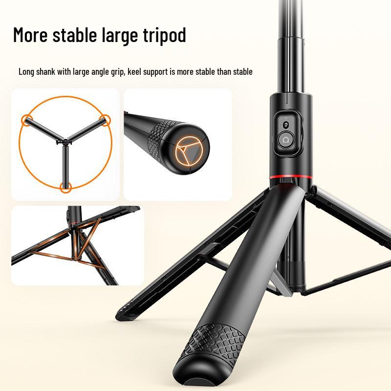 Bluetooth Selfie Stick with Integrated Tripod - C10 Stainless Steel for Live Broadcasts