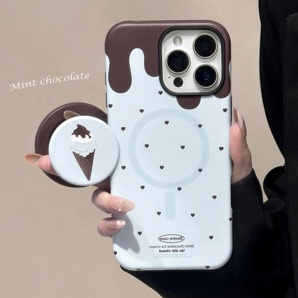 Magnetic Bracket IPhone 16promax IPhone Case 14 Suitable for 13 Philly Mint Ice Cream Summer