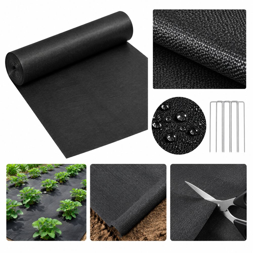 PP Woven Material Garden Mulch Fabric Black Weed Control Membrane Heavy Duty Ground Cover Garden