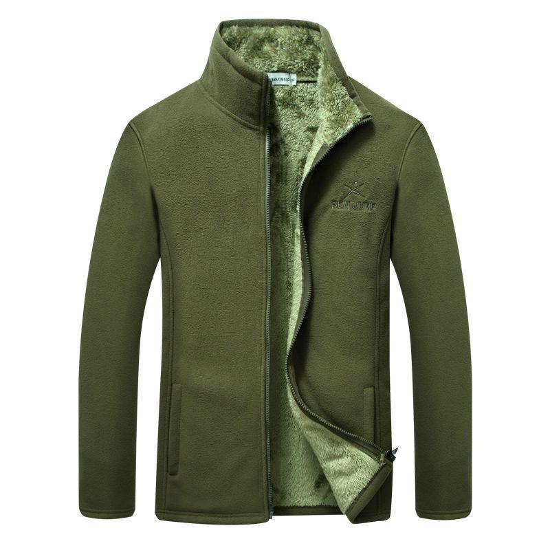 Men's Thick Velvet Fleece Stand-Up Collar Cardigan Jacket