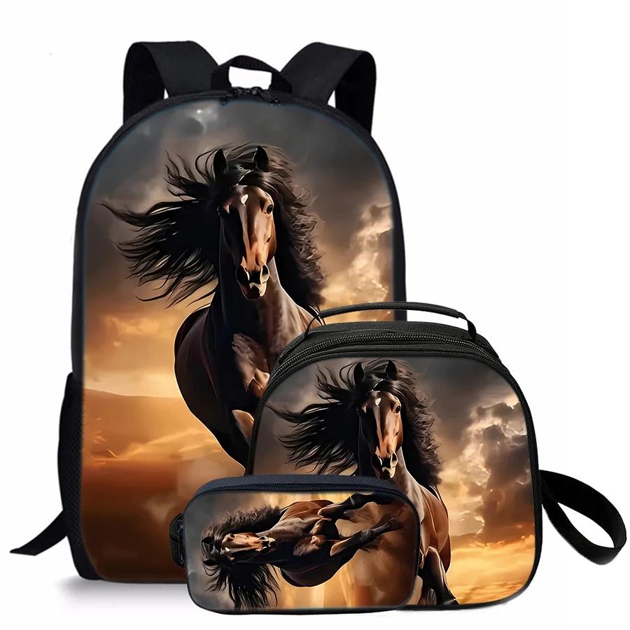 New Astronaut Space Pattern Three Piece Set Knapsacks for Male Plus Girls Best Gifts 2D Flat Comic School Rucksack for Youth