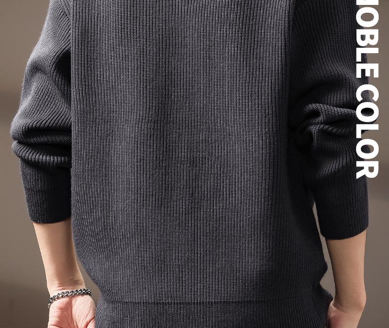 Men's Winter Heavyweight Henley Collar Retro Knit Sweater