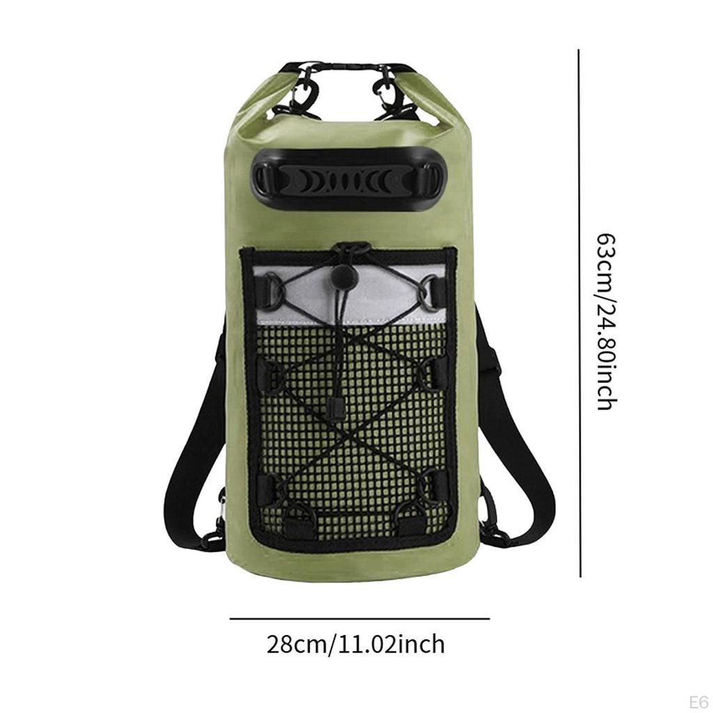 Trockentasche mit Griff, Leichter und vielseitiger Rucksack, Grün, für Camping, Rafting, Schwimmen,