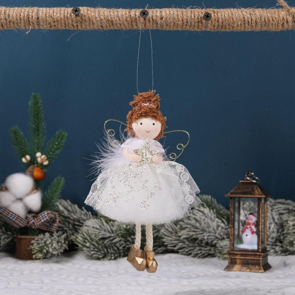 Handmade Christma Doll Ornaments Durable Xmas Angel Ornaments Funny Plush Angel Pendant  Home Decor