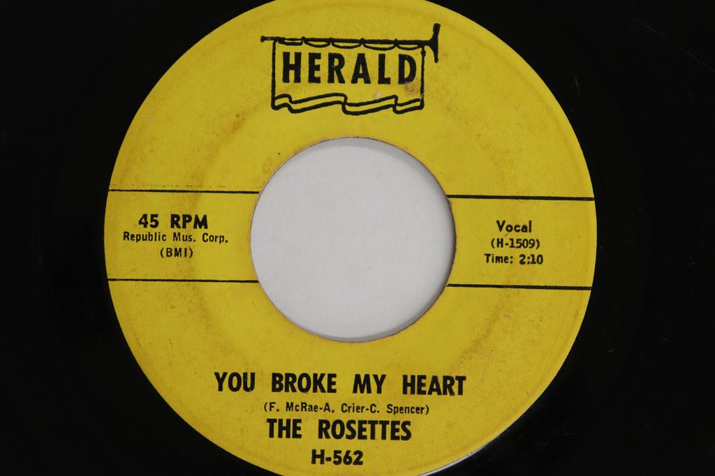 7inch Record ROSETTES - You Broke My Heart / It Must Be Lov H562 HERALD 1961 US Soul/Funk Used