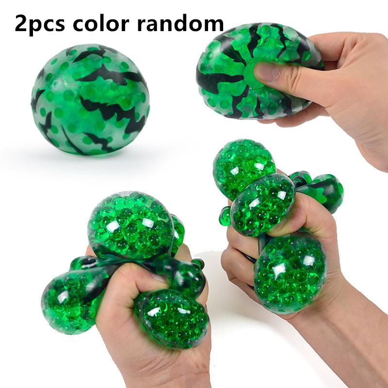 Balle Perle Pastèque Simulée Balle à Billes d'Eau Ventilatoire Adulte et Enfant Jouets à Presser Écraser Anti-Stress et à Malaxer