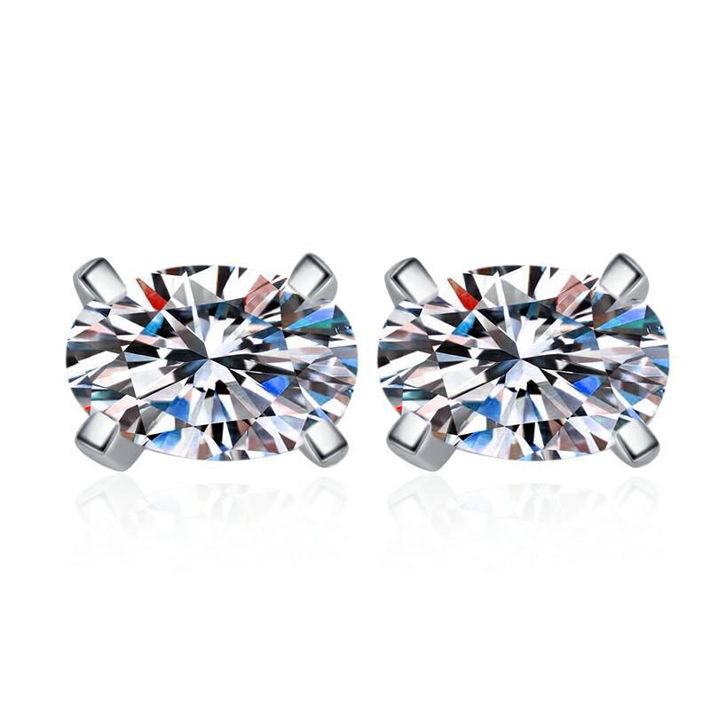 Feinschmuck 1/2/0,5 Karat*2 Ovalschliff GRA-zertifiziert VVs1 Diamant Moissanit Ohrstecker S925 Sterling Silber Ohrstecker für Damen