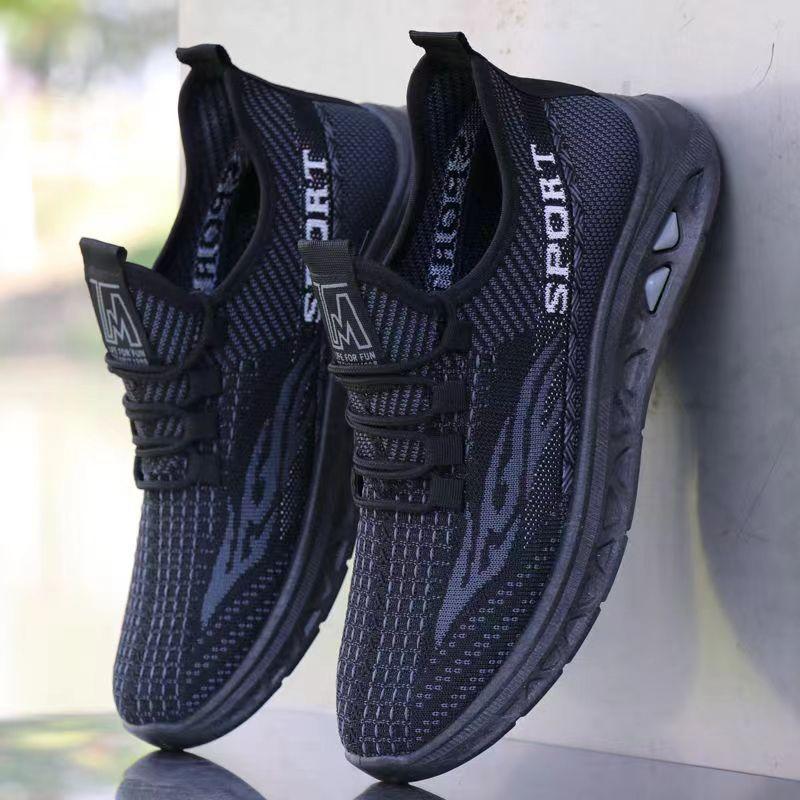 Men's shoes are breathable and lightweight in summer, men's soft-soled fly-woven mesh shoes, lazy shoes, one pedal, driving shoes