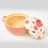 [WHWH] Clay Pot with Cherry Blossom Pattern, 2.5L, Cute, Heat-Resistant Ceramic, Suitable for Gas and Electric Stoves, Rice Cooker, Stew Pot, Steam
