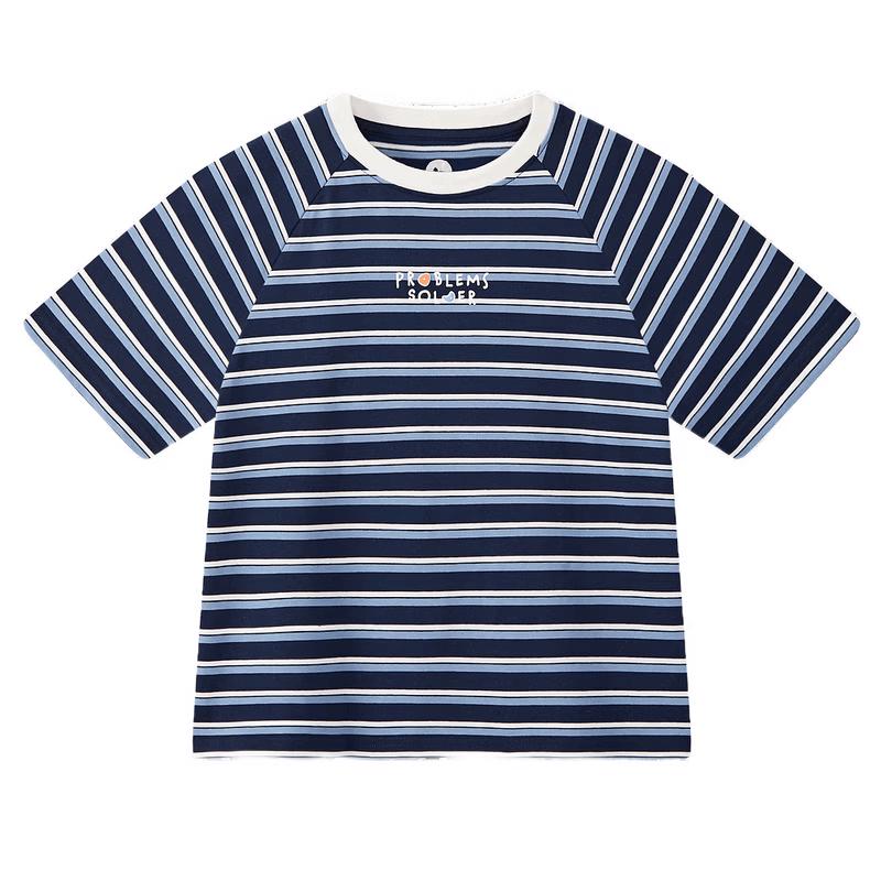 MQD Boys' College Style Striped Short Sleeve T-Shirt
